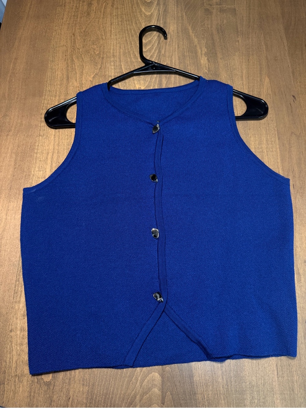 SHEIN Cobalt Blue Sleeveless Button-Front Knit Tank